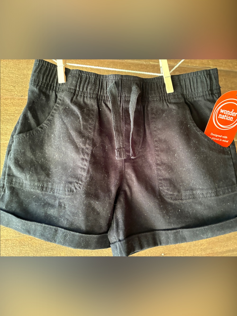 wonder nation Black Pull-On Kids Shorts with Front Pockets